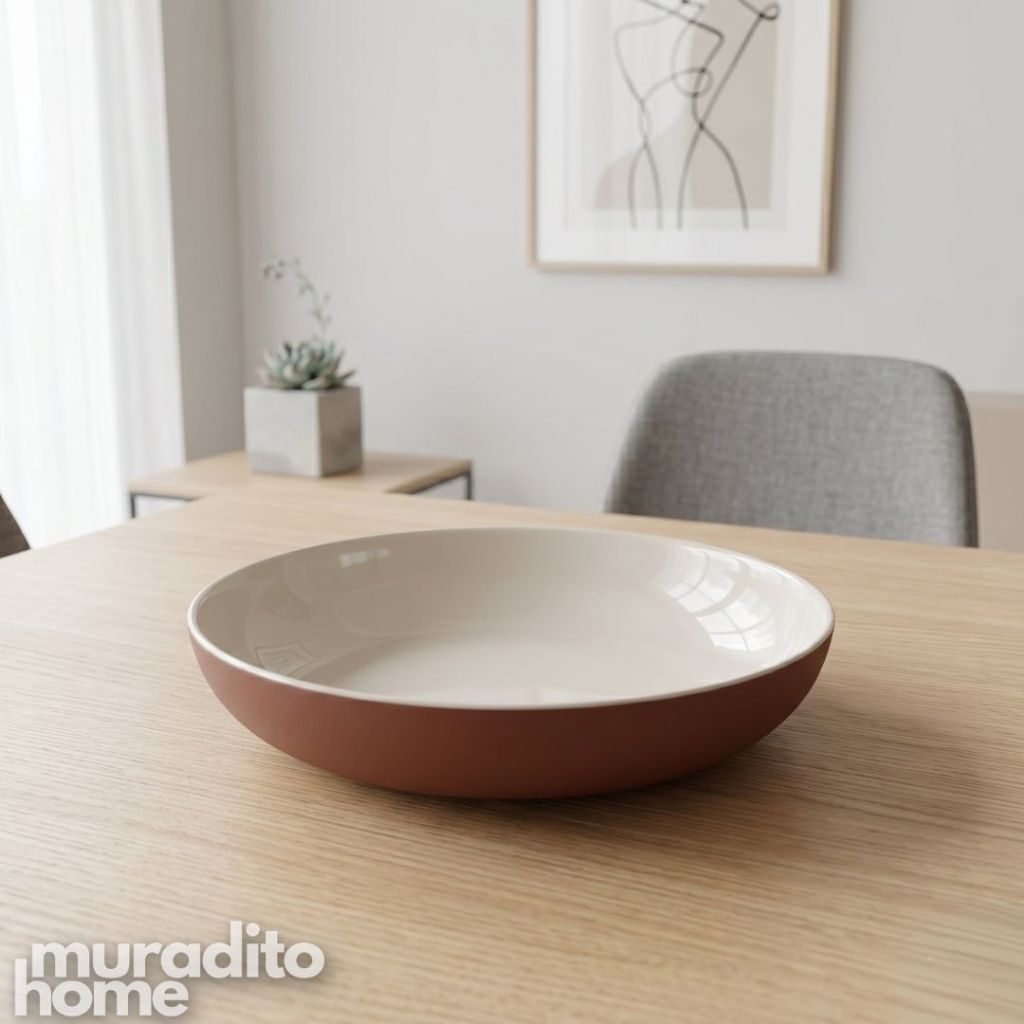 Muraditohome Premium Two-Tone Ceramic Pasta Bowl 8.5x1.75 inches