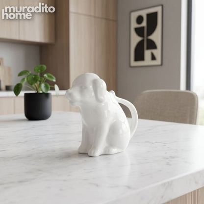 Muraditohome Aesthetic Animal-Shaped Ceramic Creamer | Cute White Mini Milk Pitcher & Syrup Jug