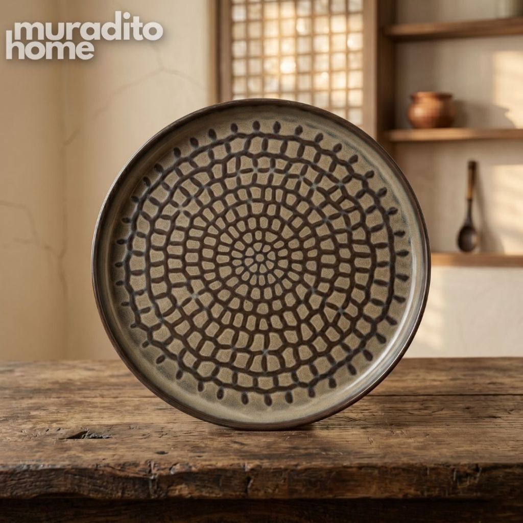 Muraditohome Aesthetic Textured Stoneware Dinner Plate 10.25x1 inches