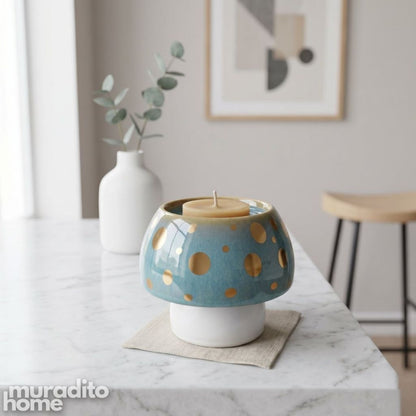 Muraditohome Aesthetic Whimsical Ceramic Candle Stand 3.75x4.5 in