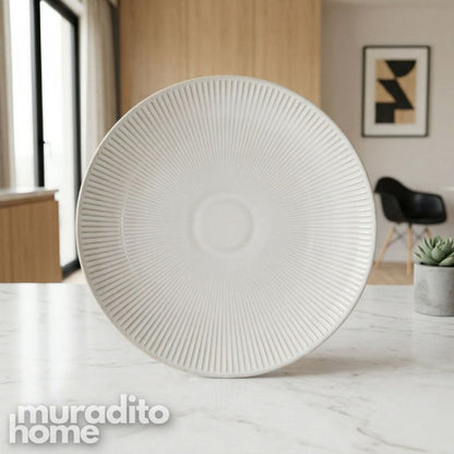 Muraditohome Aesthetic Embossed White Ceramic Dinnerware Collection