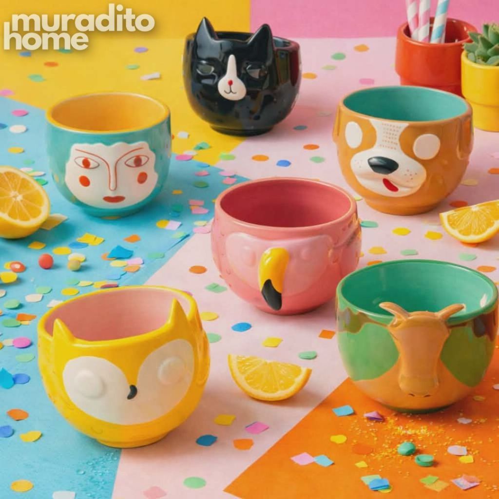 Muraditohome Cute 3D Animal Face Ceramic Bowl 5.25x4 inches