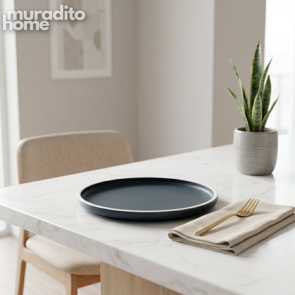 Muraditohome Minimalist Flat Rim Ceramic Dinnerware Collection