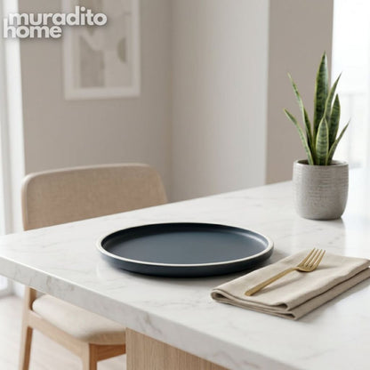Muraditohome Minimalist Flat Rim Ceramic Dinnerware Collection