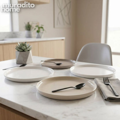 Muraditohome Tahom Minimalist Ceramic Plate Unique Egg Shape and Round Plate Collection