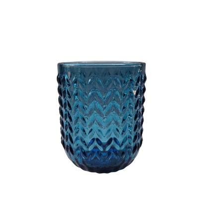 Muraditohome Zolai Blue Glassware Collection | Premium Vintage Wavy Chevron Blue Glass