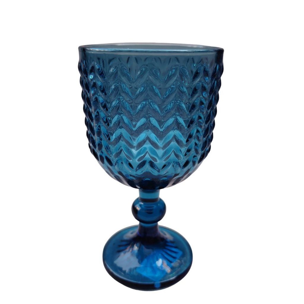 Muraditohome Zolai Blue Glassware Collection | Premium Vintage Wavy Chevron Blue Glass