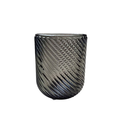 Muraditohome Venita Ash Glassware Collection | Premium Vintage Diagonal Swirl Smoke Grey Glass