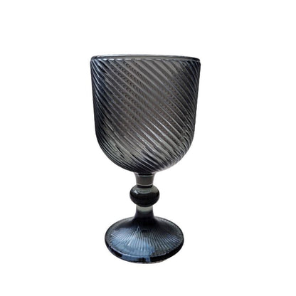 Muraditohome Venita Ash Glassware Collection | Premium Vintage Diagonal Swirl Smoke Grey Glass