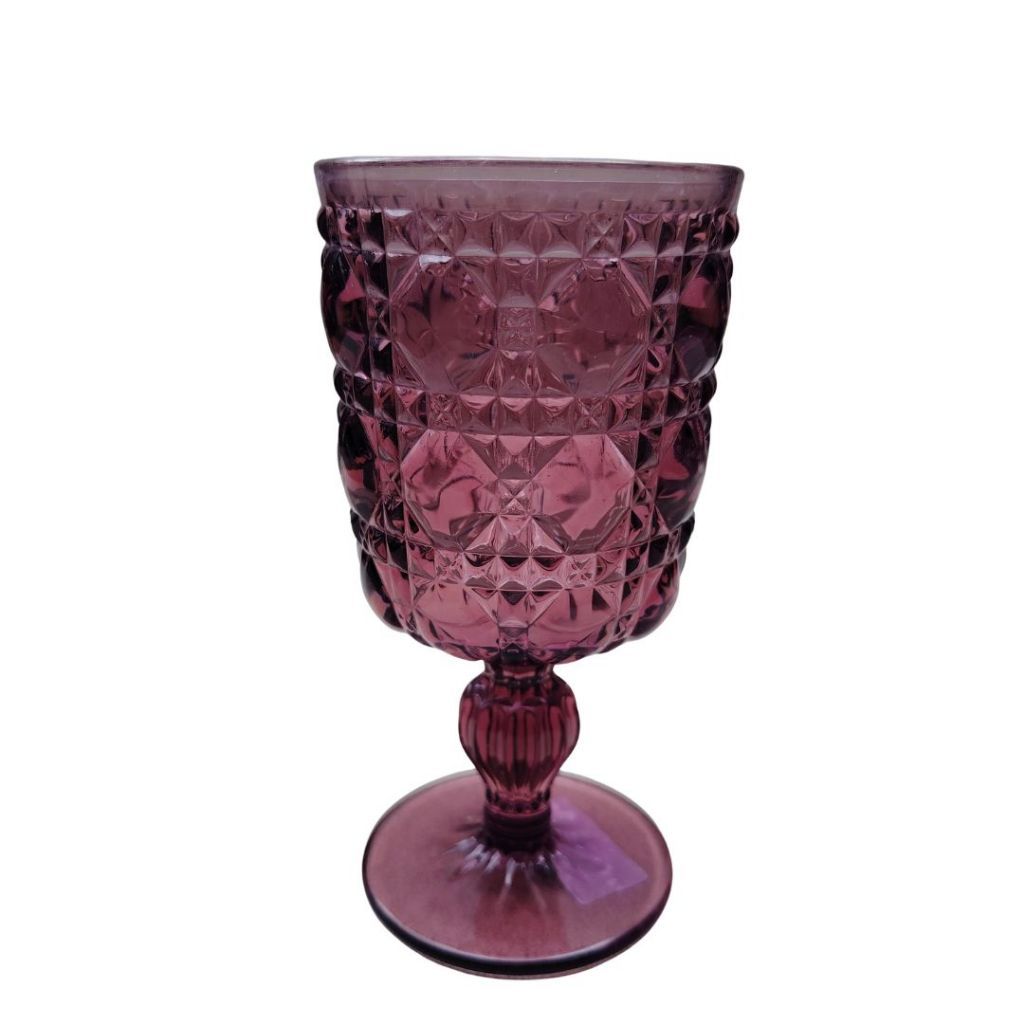 Muraditohome Zurina Plum Glassware Collection | Premium Vintage Jewel Geometric Purple Glass