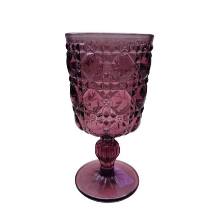 Muraditohome Zurina Plum Glassware Collection | Premium Vintage Jewel Geometric Purple Glass