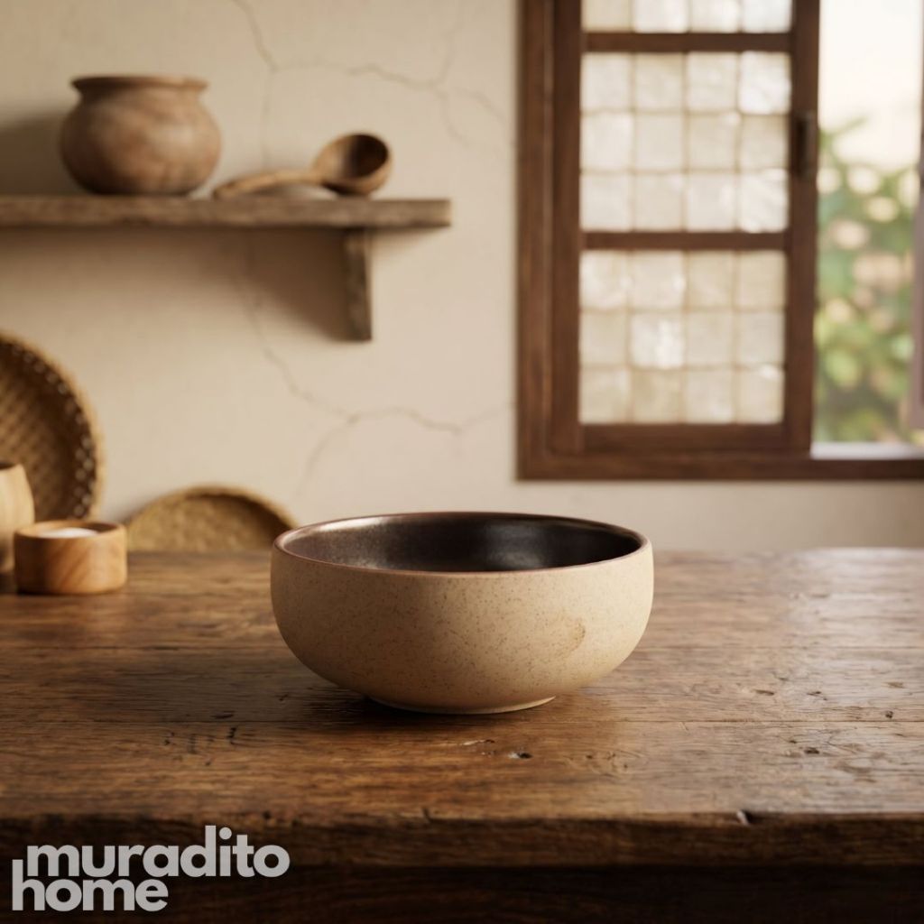 Muraditohome Aesthetic Two-Tone Stoneware Bowl 5x2 inches