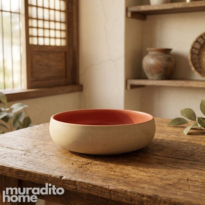 Muraditohome Aesthetic Two-Tone Stoneware Bowl 8x2.25 and 6.5x2.25 inches