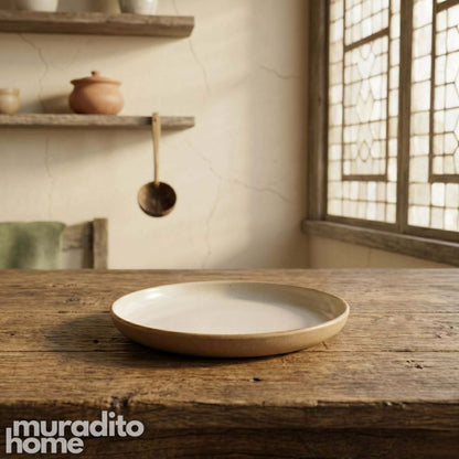Muraditohome Rustic Stoneware Bread Plate 6.25 inches Minimalist Ceramic Dessert & Side Plate