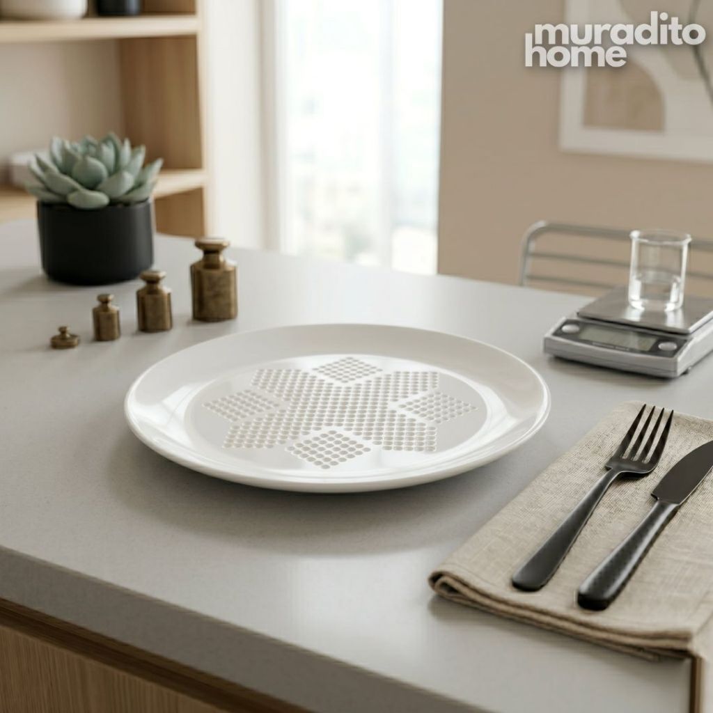 Muraditohome Aesthetic White Ceramic Textured Salad Plate 8.75 in