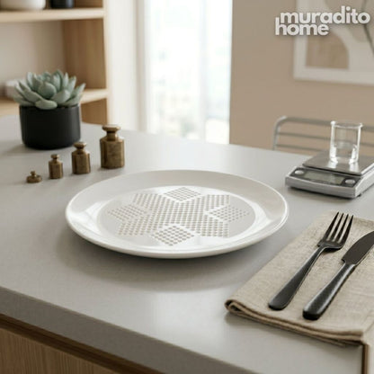 Muraditohome Aesthetic White Ceramic Textured Salad Plate 8.75 in