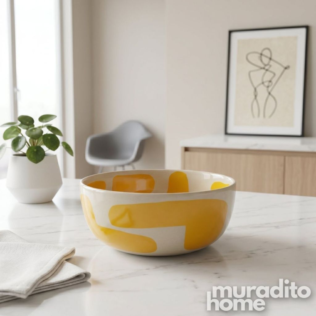 Muraditohome Boudoir Ceramic Deco Kitchenware Vibrant Abstract Cups, Serving Bowl & Oval Platter