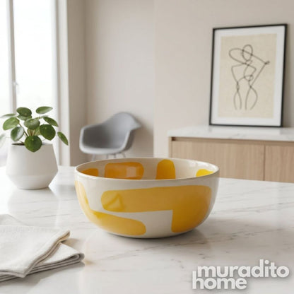 Muraditohome Boudoir Ceramic Deco Kitchenware Vibrant Abstract Cups, Serving Bowl & Oval Platter