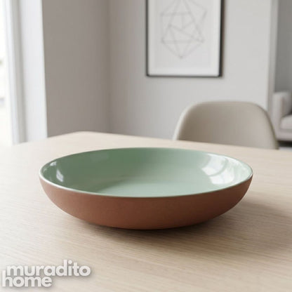 Muraditohome Premium Two-Tone Ceramic Pasta Bowl 8.5x1.75 inches