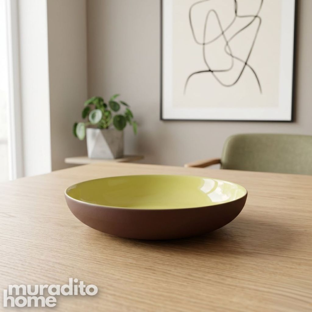 Muraditohome Premium Two-Tone Ceramic Pasta Bowl 8.5x1.75 inches