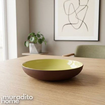 Muraditohome Premium Two-Tone Ceramic Pasta Bowl 8.5x1.75 inches