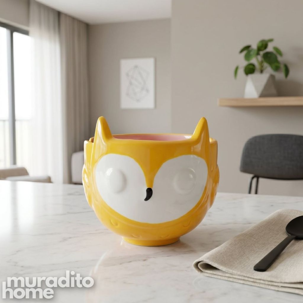 Muraditohome Cute 3D Animal Face Ceramic Bowl 5.25x4 inches