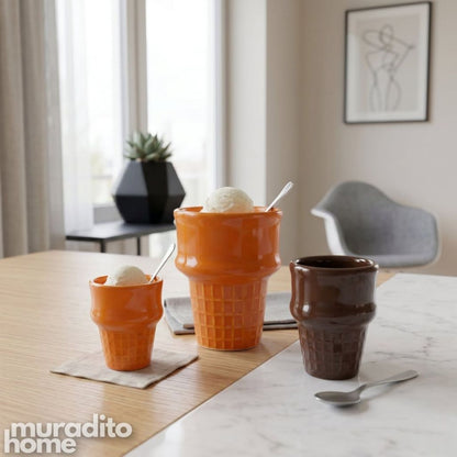 Muraditohome Ceramic Ice Cream Cone Dessert Cup Collection