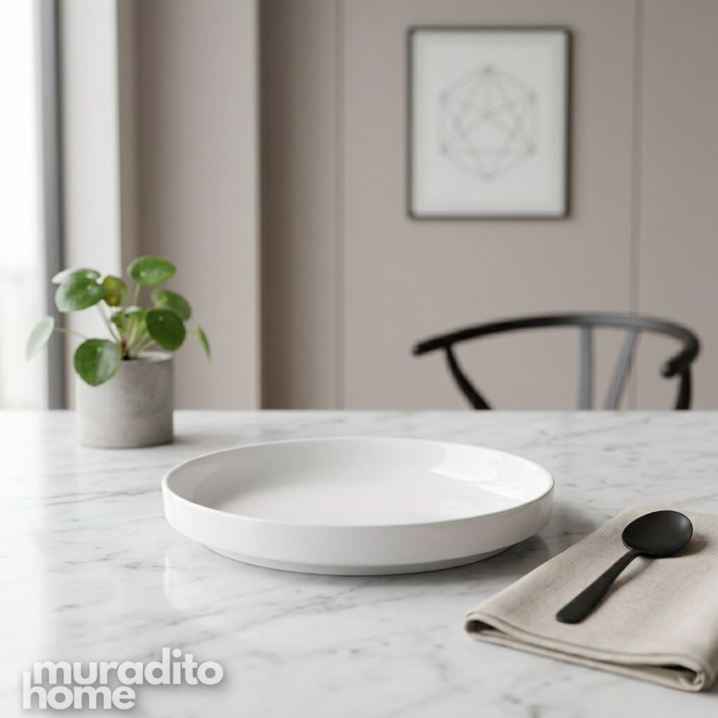 Muraditohome Tahom Minimalist Ceramic Plate Unique Egg Shape and Round Plate Collection