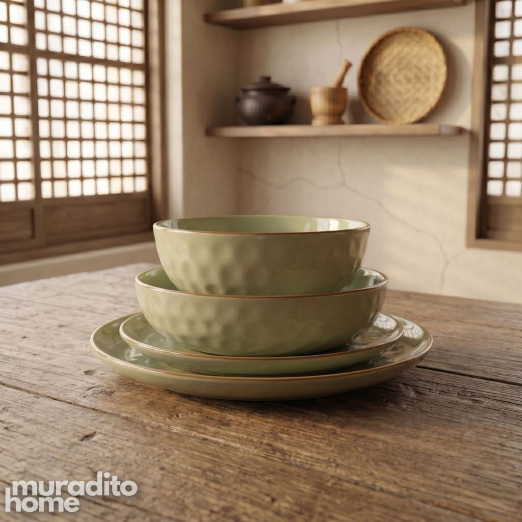 Muraditohome Premium Sage Green Stoneware Dinnerware Collection