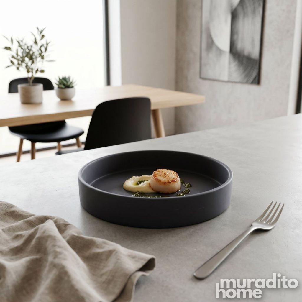 Muraditohome Sumi Matte Stoneware Deep Plate 7.5x1.5 in