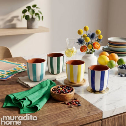 Muraditohome Alaria Striped Ceramic Espresso Cup 100 ml