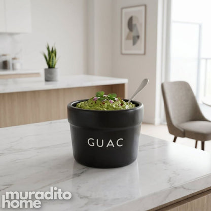 Muraditohome Taco Night Ceramic Dip Bowl Labeled Guac Queso Salsa Chips Condiment Pot