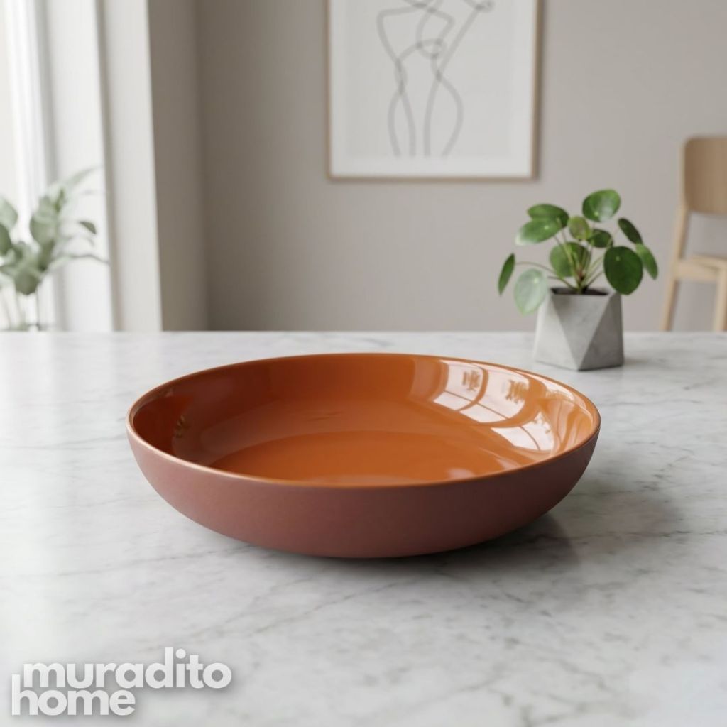 Muraditohome Premium Two-Tone Ceramic Pasta Bowl 8.5x1.75 inches