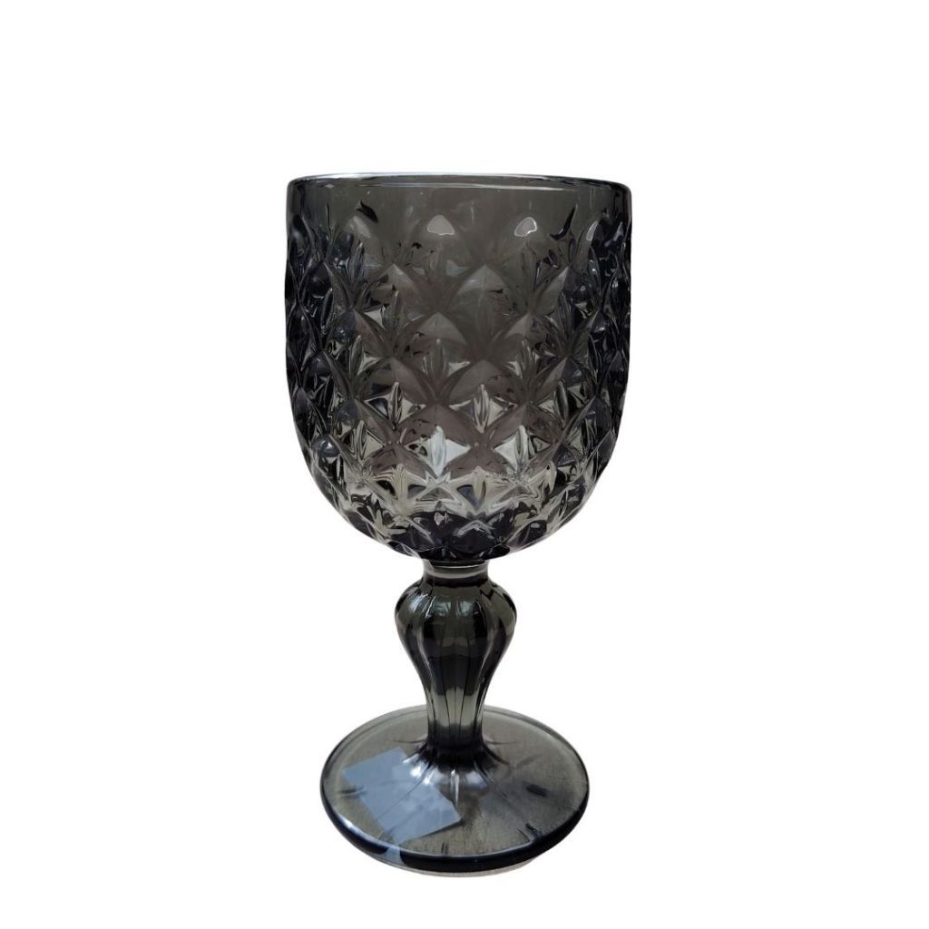 Muraditohome Neytiri Ash Vintage Glassware | Embossed Ash Glass Goblet & Tumblers