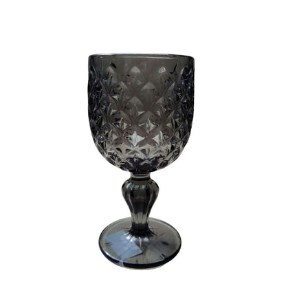 Muraditohome Neytiri Ash Vintage Glassware | Embossed Ash Glass Goblet & Tumblers