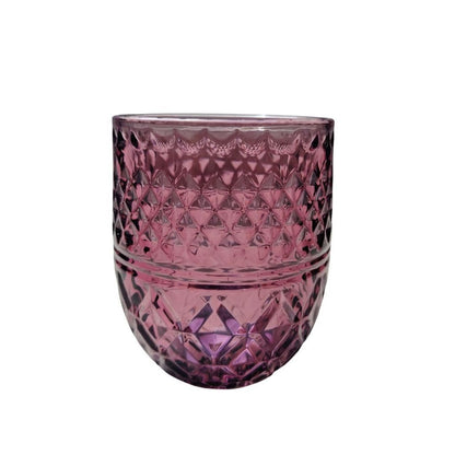 Muraditohome Kuyin Plum Glassware Collection | Premium Vintage Embossed Diamond Purple Glass