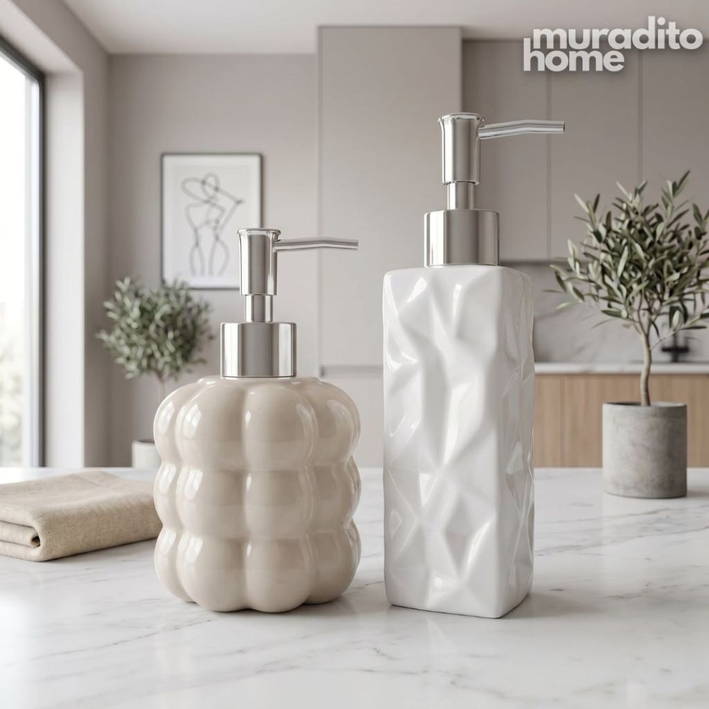 Muraditohome Aesthetic Modern Ceramic Soap Dispenser 350 ml and 410 ml