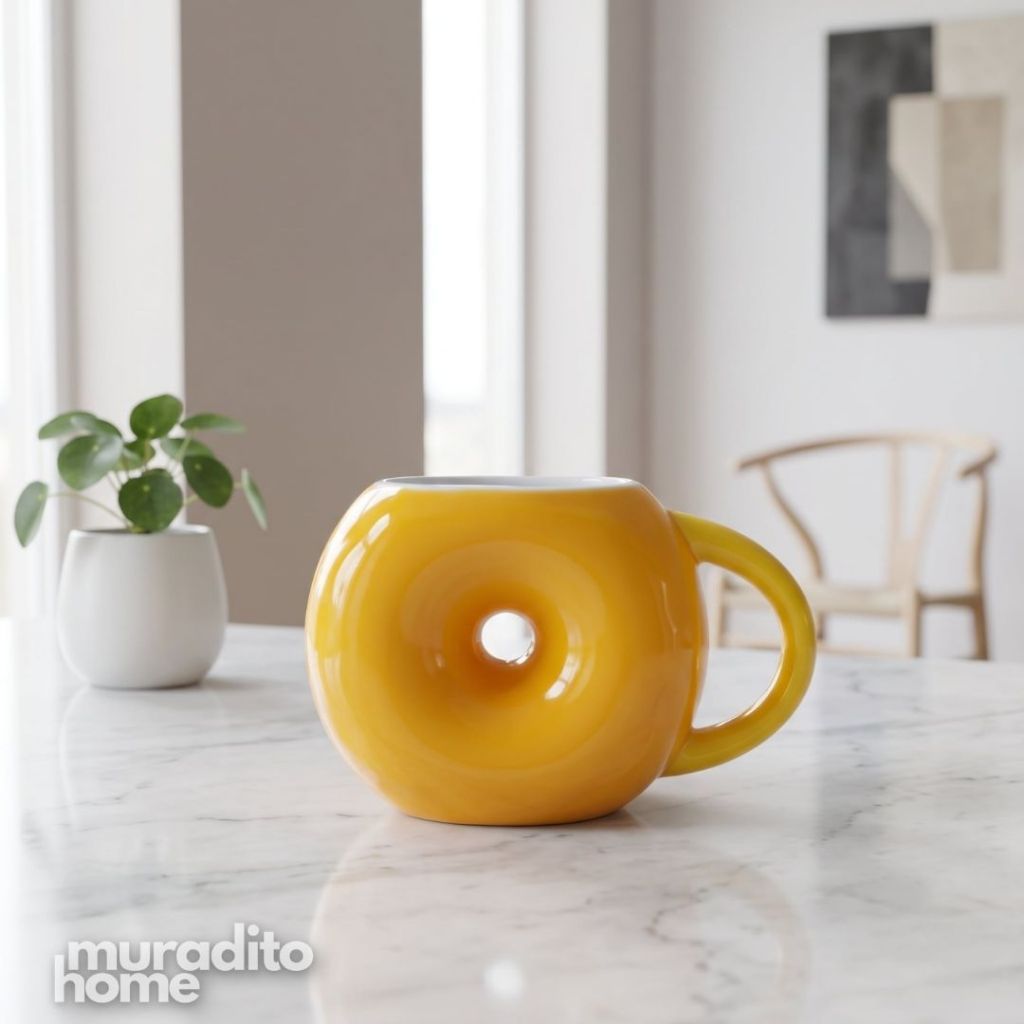 Muraditohome Aesthetic Donut-Shaped Ceramic Mug 350ml