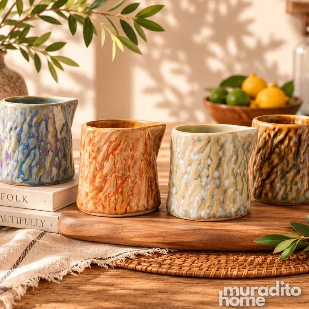 Muraditohome Vinya Porcelain Milk Jug 50ml | Mini Creamer & Sauce Jug | Lava, Sea, Moss & Grass