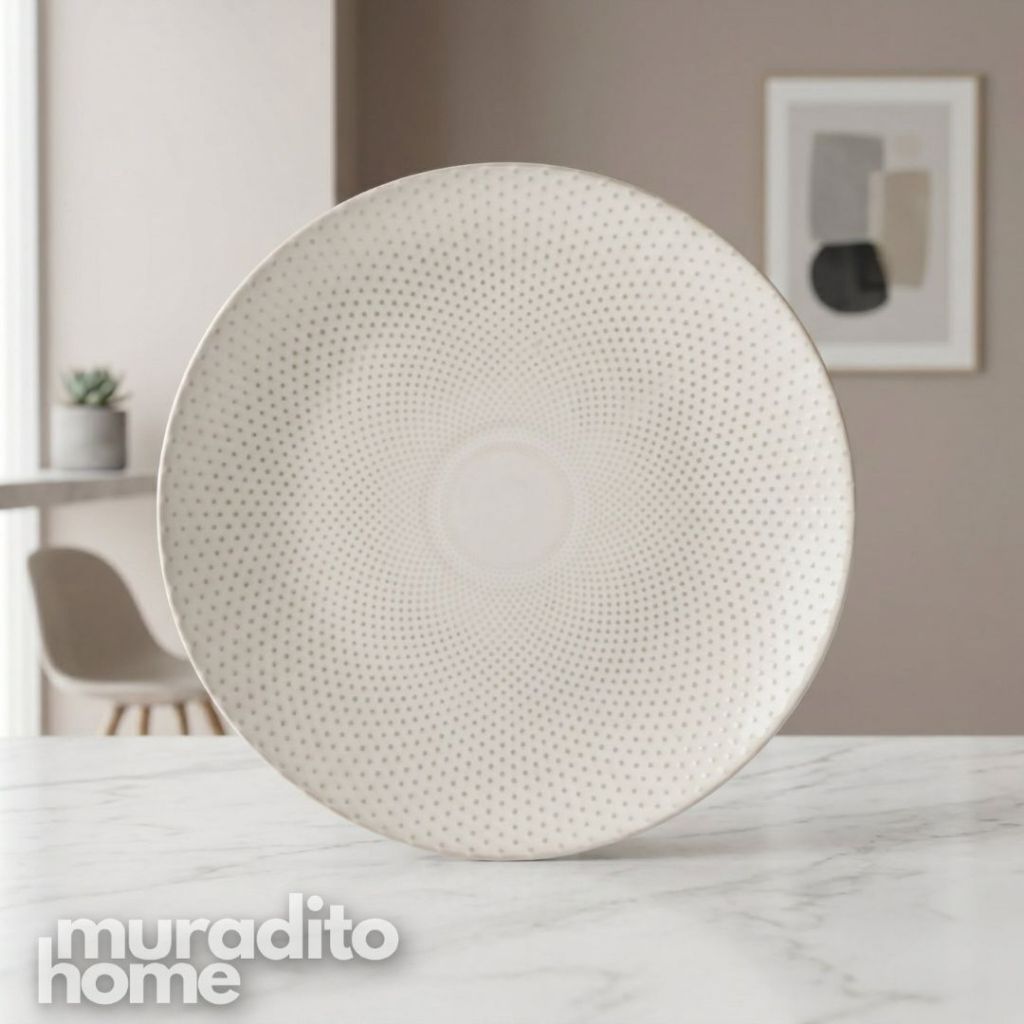 Muraditohome Aesthetic Embossed White Ceramic Dinnerware Collection