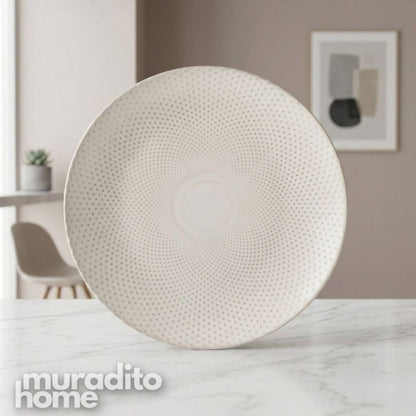 Muraditohome Aesthetic Embossed White Ceramic Dinnerware Collection