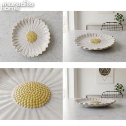 Muraditohome Daisy 3D Floral Ceramic Bread Plate 5.75 in