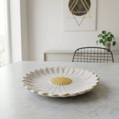 Muraditohome Daisy 3D Floral Ceramic Bread Plate 5.75 in