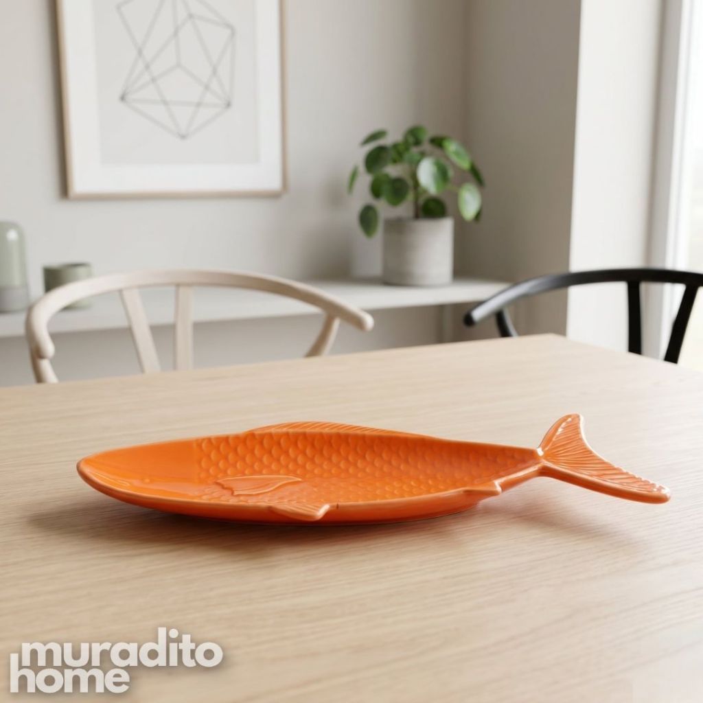 Muraditohome Pescado Fish Shaped Ceramic Serving Platter Collection