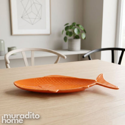 Muraditohome Pescado Fish Shaped Ceramic Serving Platter Collection