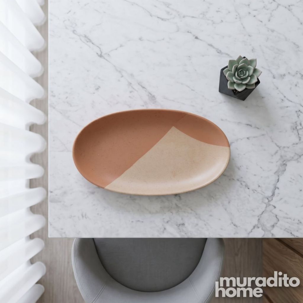 Muraditohome Minimalist Oval Ceramic Serving Dish 12.5x6.25x1.25 inches