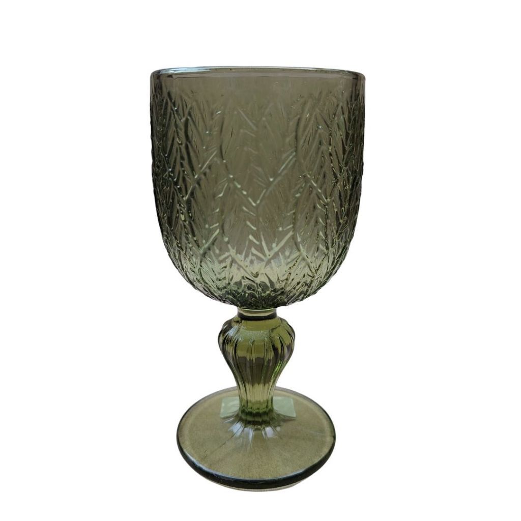 Muraditohome Katara Moss Glassware Collection | Premium Vintage Embossed Green Botanical Glass