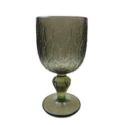 Muraditohome Katara Moss Glassware Collection | Premium Vintage Embossed Green Botanical Glass