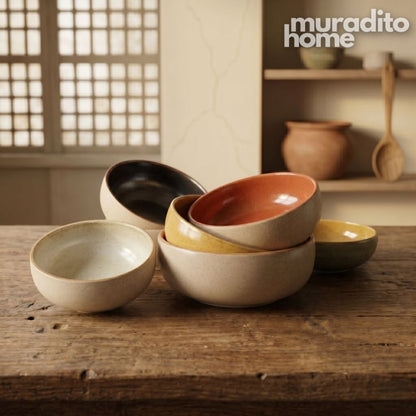 Muraditohome Aesthetic Two-Tone Stoneware Bowl 5x2 inches