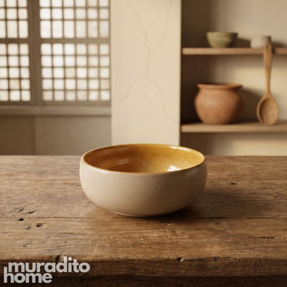 Muraditohome Aesthetic Two-Tone Stoneware Bowl 5x2 inches
